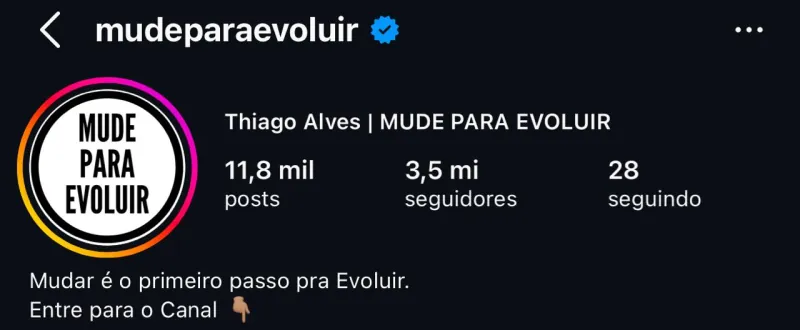 Perfil @mudeparaevoluir no Instagram